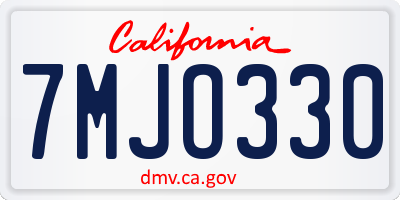 CA license plate 7MJO330