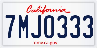 CA license plate 7MJO333