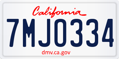 CA license plate 7MJO334