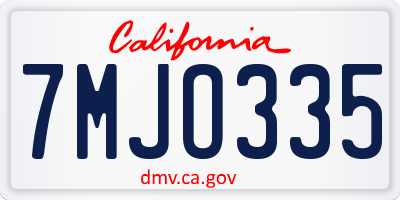 CA license plate 7MJO335