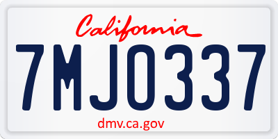 CA license plate 7MJO337