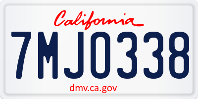 CA license plate 7MJO338