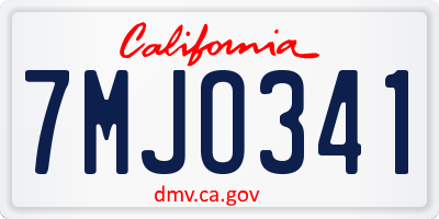 CA license plate 7MJO341