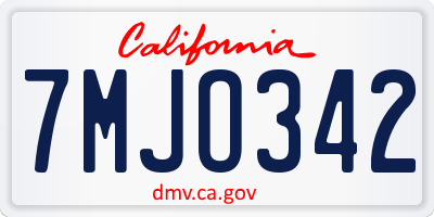 CA license plate 7MJO342