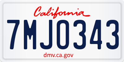 CA license plate 7MJO343