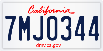 CA license plate 7MJO344