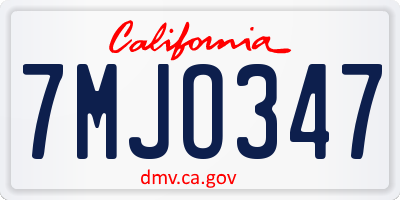 CA license plate 7MJO347