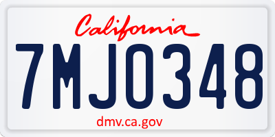 CA license plate 7MJO348