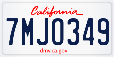 CA license plate 7MJO349