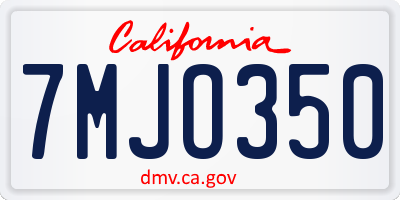 CA license plate 7MJO350