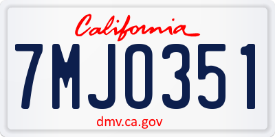 CA license plate 7MJO351