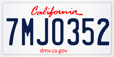 CA license plate 7MJO352