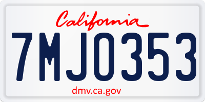 CA license plate 7MJO353