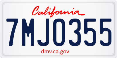 CA license plate 7MJO355