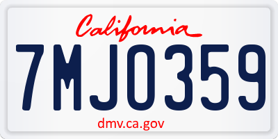 CA license plate 7MJO359