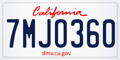 CA license plate 7MJO360