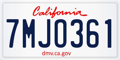 CA license plate 7MJO361