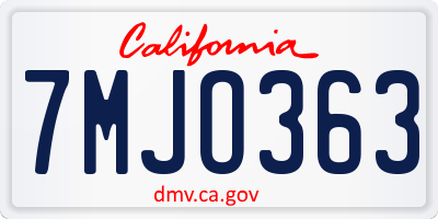 CA license plate 7MJO363