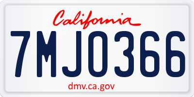 CA license plate 7MJO366