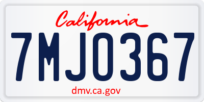 CA license plate 7MJO367