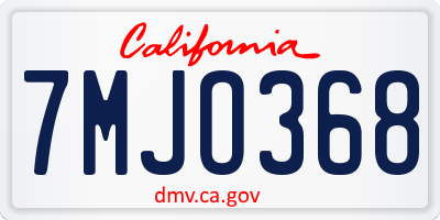 CA license plate 7MJO368