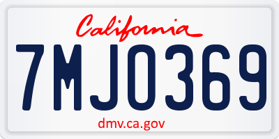 CA license plate 7MJO369