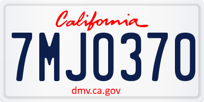 CA license plate 7MJO370