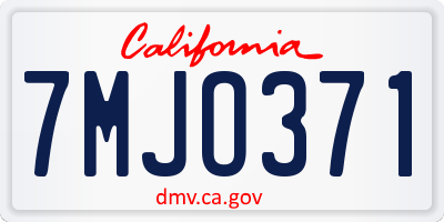 CA license plate 7MJO371