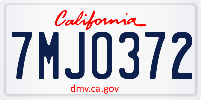 CA license plate 7MJO372