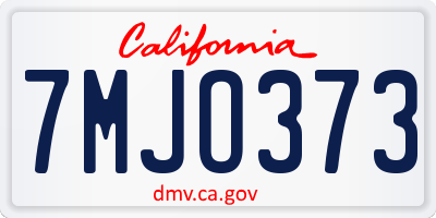 CA license plate 7MJO373