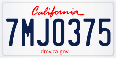 CA license plate 7MJO375