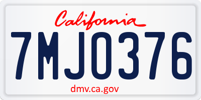 CA license plate 7MJO376