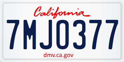 CA license plate 7MJO377