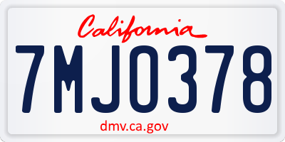 CA license plate 7MJO378