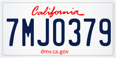 CA license plate 7MJO379