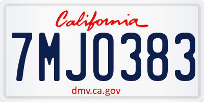 CA license plate 7MJO383