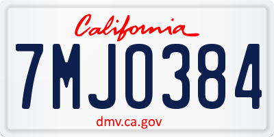 CA license plate 7MJO384