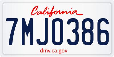 CA license plate 7MJO386