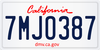 CA license plate 7MJO387