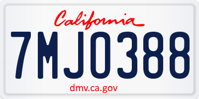 CA license plate 7MJO388