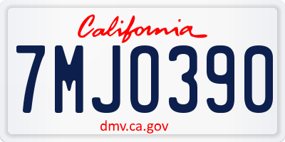 CA license plate 7MJO390