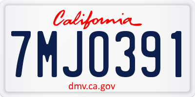 CA license plate 7MJO391