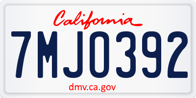 CA license plate 7MJO392