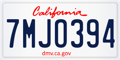 CA license plate 7MJO394