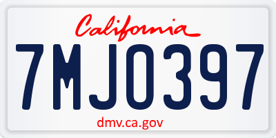 CA license plate 7MJO397