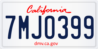 CA license plate 7MJO399