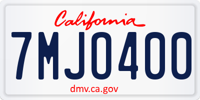 CA license plate 7MJO400