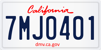 CA license plate 7MJO401