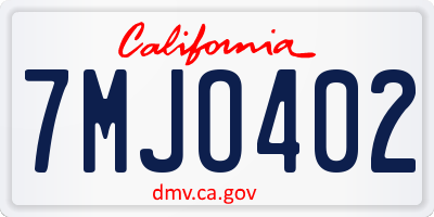 CA license plate 7MJO402