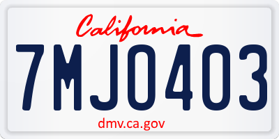 CA license plate 7MJO403